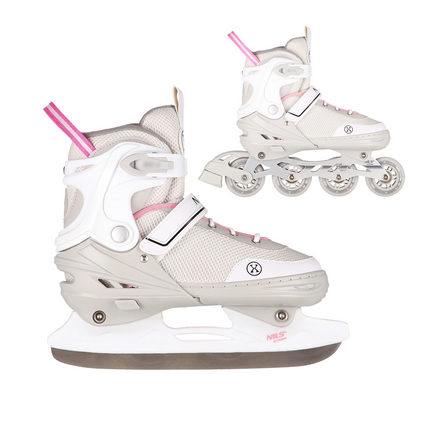 2in1 (rullaluistimet) NILS EXTREME NH18188 In-line luistimet/jääkiekkoluistimet, valkoinen-vaaleanpunainen, M (34-38)