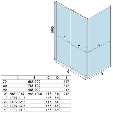 Rea suihkukaappi Rea Primo Slide 100x90 Chrome – Kromi