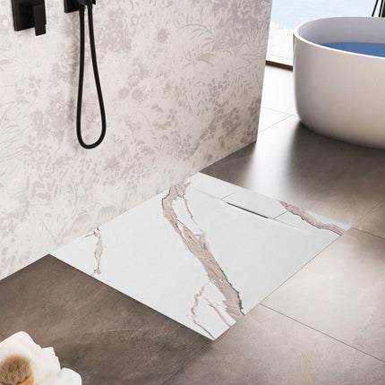 Basaltti CARRARA WHITE suihkuallas 90x90 – Valkoinen