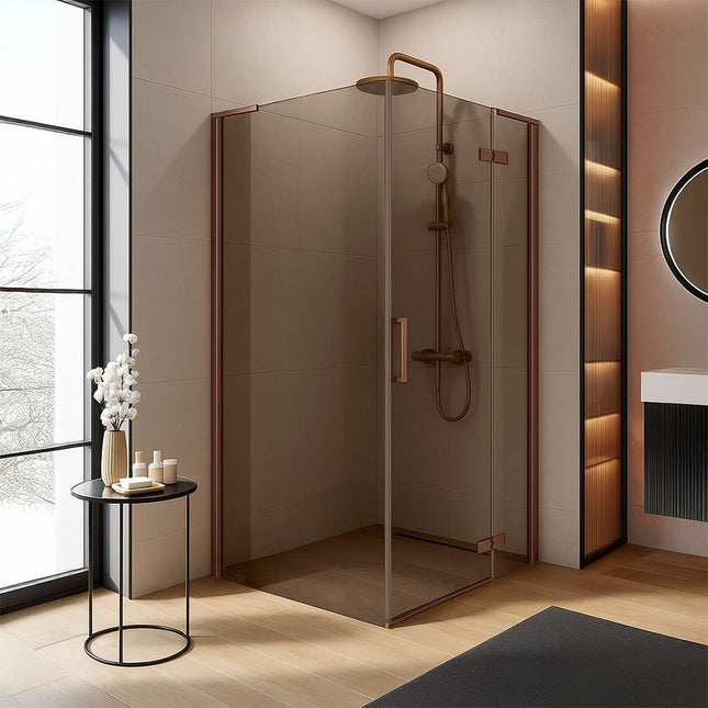 REA Hugo suihkukaappi 100x80 Copper Brush – Kupari