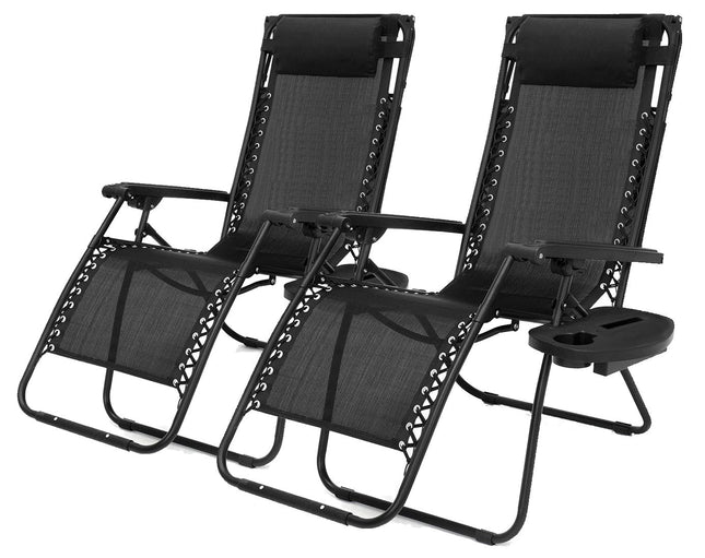 Musta GRAVI taitettava rantapuutarhan aurinkotuoli - 2 kpl