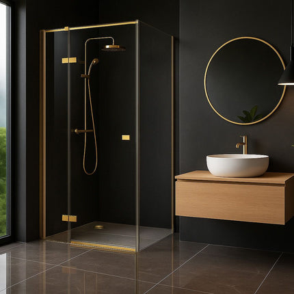 Rea suihkukaappi Rea Atlas 80x80 Brush Gold – Kulta