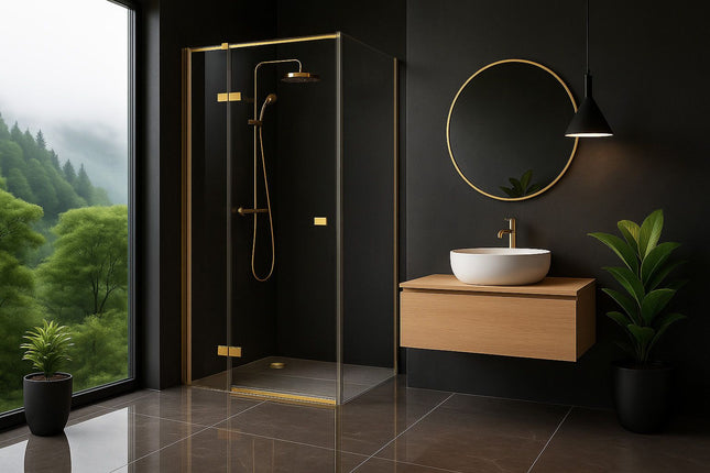 Rea suihkukaappi Rea Atlas 80x80 Brush Gold – Kulta