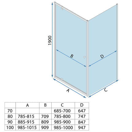 Rea suihkukaappi Rea Primo Swing 90x80 Chrome – Kromi