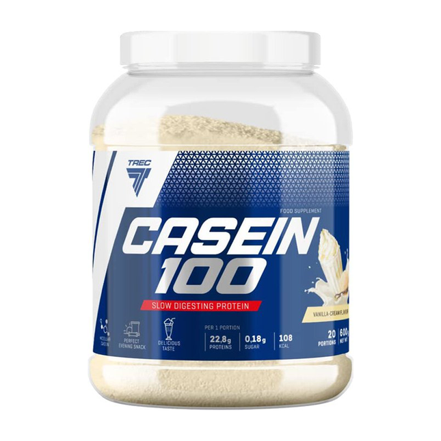 Hitaasti imeytyvä kaseiiniproteiini TREC CASEIN 100 CREAMY-VANILLIA 600g