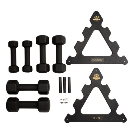 Käsipainosetti jalustalla Tunturi Centuri Neoprene Dumbellset 3Prs+Stand