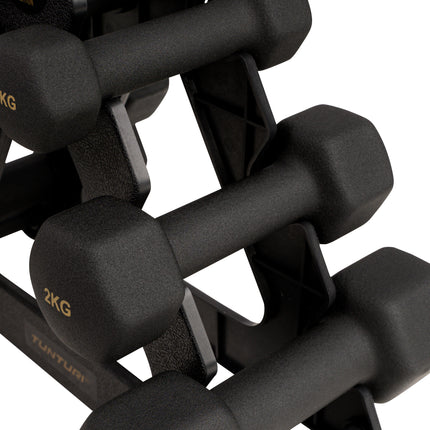 Käsipainosetti jalustalla Tunturi Centuri Neoprene Dumbellset 3Prs+Stand