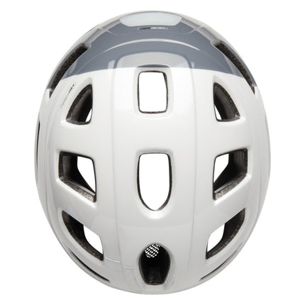 Kypärä CAIRN QUARTZ LED USB Shiny White Harmaa, valko-harmaa (M)