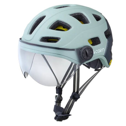 Kypärä CAIRN QUARTZ MIPS läpinäkyvä visiiri LED USB matta eukalyptusharmaa (sähköpyöriin) (M)