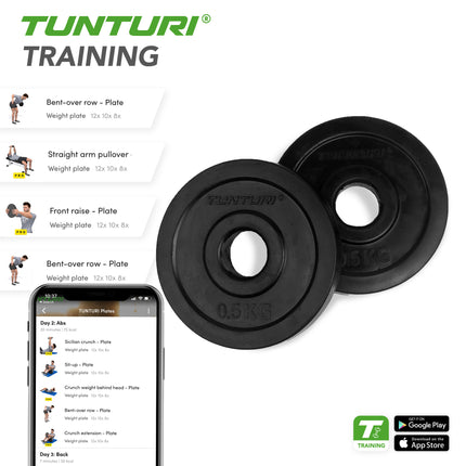 Painolevyt TUNTURI Kumilevyt, 30 mm, 0,5 kg (pari)