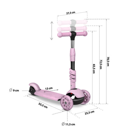 Lasten skootteri RICOKIDS Cubi, pinkki