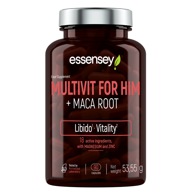 Miesten monivitamiini TREC ESSENSEY MULTIVIT FOR HIM + MACA ROOT 90 kapselia