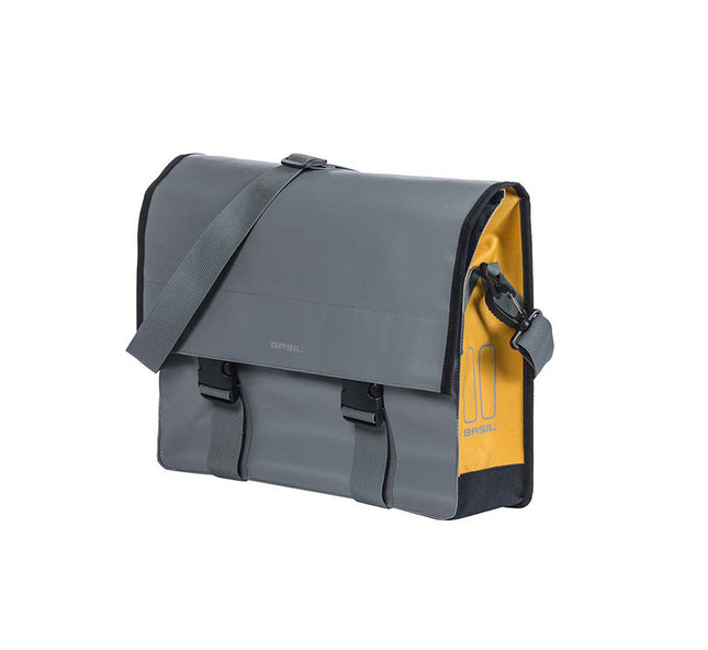 Olkalaukku, jossa matkatavarakehyksen kiinnitys BASILURBAN LOAD, 15-17 L, olkahihnalla, harmaa