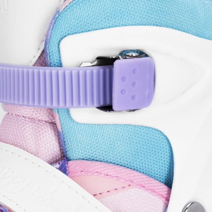 Säädettävät rullaluistimet SPOKEY Buff Pro, pinkki-valkoinen-sininen-violetti