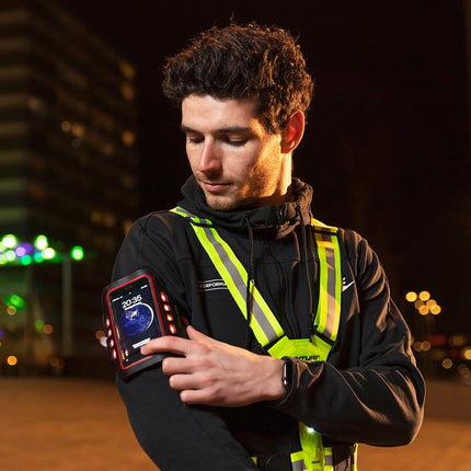 Puhelinpidike käsivarren ympärillä TUNTURI LED Puhelin Sport Käsivarsinauha, keltainen