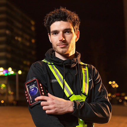 Puhelinpidike käsivarren ympärillä TUNTURI LED Puhelin Sport Käsivarsinauha, keltainen