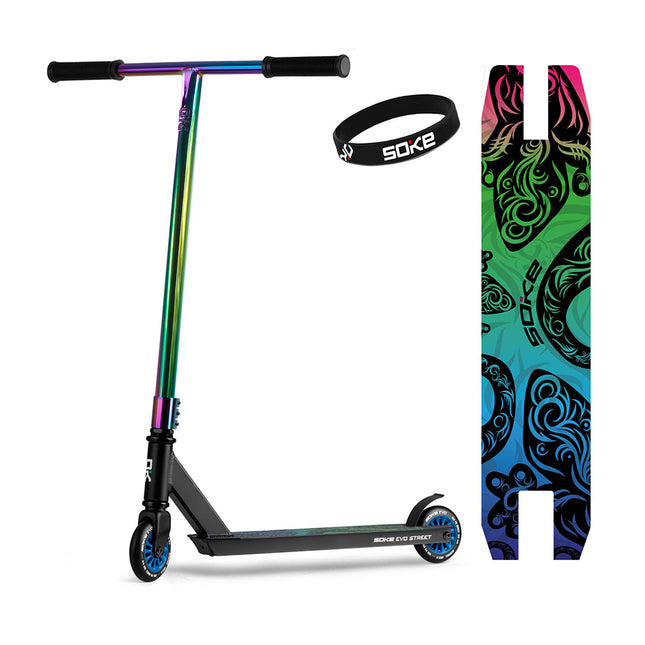 Temppuskootteri SOKE EVO, musta-neokromi