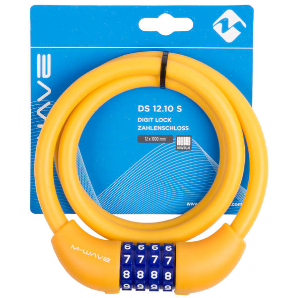 Kaapelilukko M-WAVE DS 12.10 S, 100 cm x 12 mm, oranssi