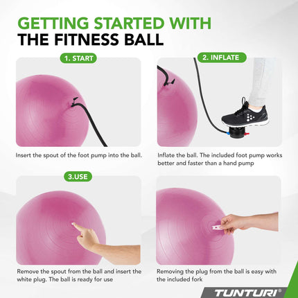 Voimistelupallo TUNTURI Gymball 75cm Anti Burst, violetti