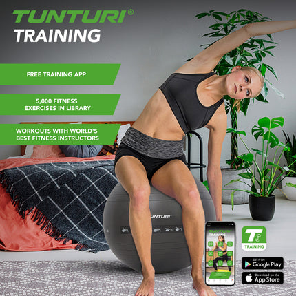 Voimistelupallo TUNTURI Gymball 65cm räjähdyssuojattu, musta