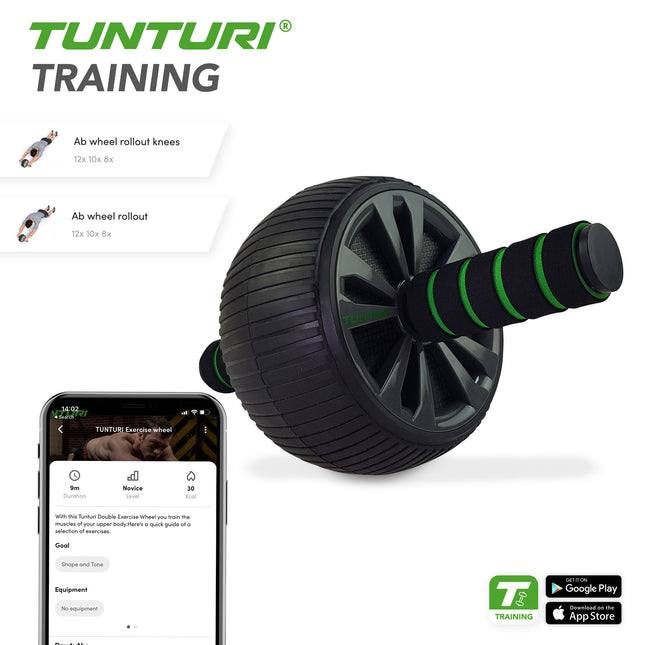Vatsalihasrulla TUNTURI PRO Exercise Wheel Deluxe
