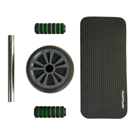 Vatsan harjoituspyörä TUNTURI Pro Exercise Wheel Deluxe, polvimatolla