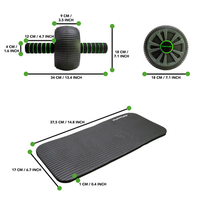 Vatsan harjoituspyörä TUNTURI Pro Exercise Wheel Deluxe, polvimatolla