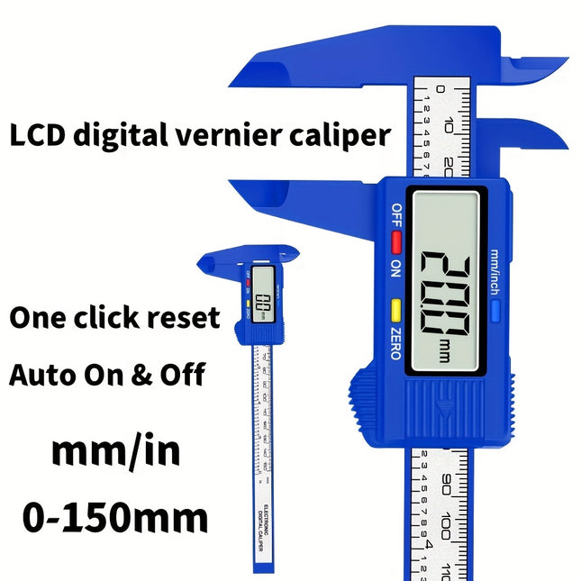 Digitaalinen työntömitta – LCD-näyttö, 150/100 mm, 0,1 mm tarkkuus