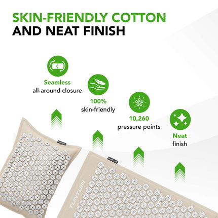 Akupunktuurimatt ja -padi TUNTURI PRO Acupressure Mat And Pillow, Beige