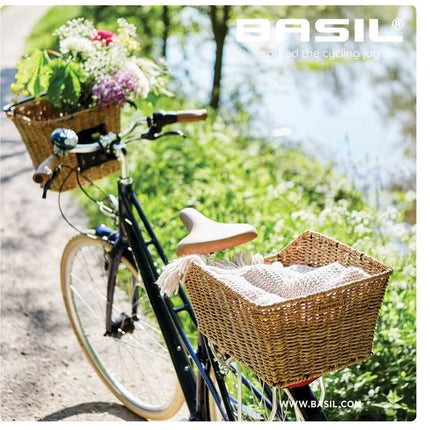 Pyörän telinekori Basil Cento Rattan Look, vaaleanruskea