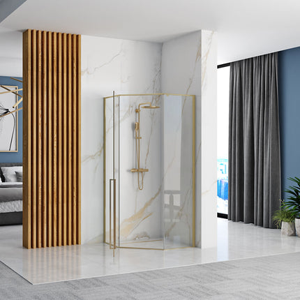 Rea suihkukaappi DIAMOND 90x90 BRUSH GOLD – Kulta