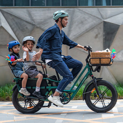 Electric Cargo Bike FIIDO T2 Longtail Cargo, Forest Green