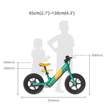 Sähköjuoksupyörä FIIDO Kidz, vihreä-keltainen