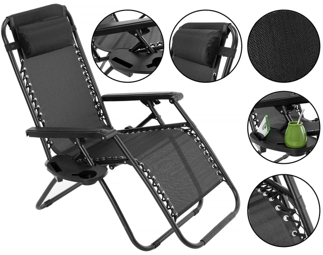 Musta GRAVI kokoontaitettava rantatuoli