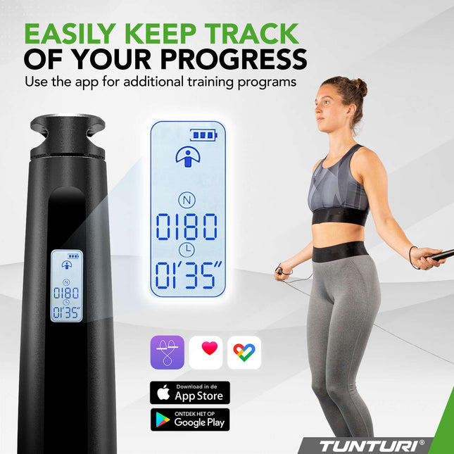 Hyppynaru TUNTURI Smart Jump Rope näytöllä ja sovelluksella