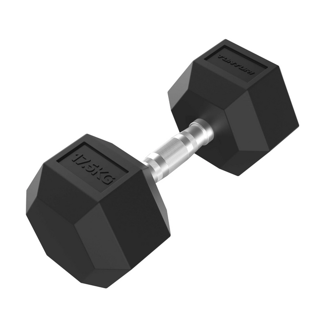 Hantel TUNTURI Platinum Hex Rubber Dumbbell, 17,5kg