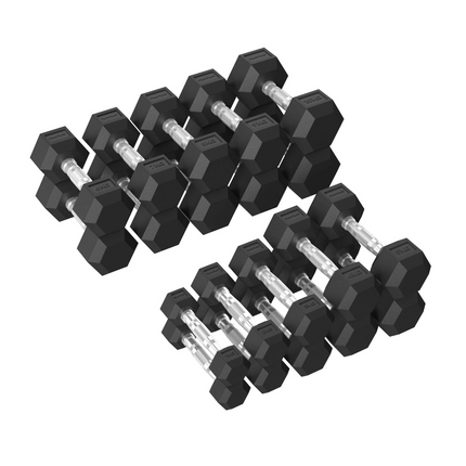 Käsipainosetti TUNTURI Platinum Hex -kumikäsipainot, 1-10 kg