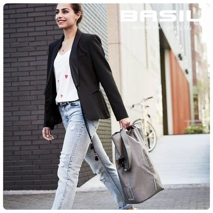 BASIL City Shopper, trendikäs laukku, joka voidaan kiinnittää polkupyörään