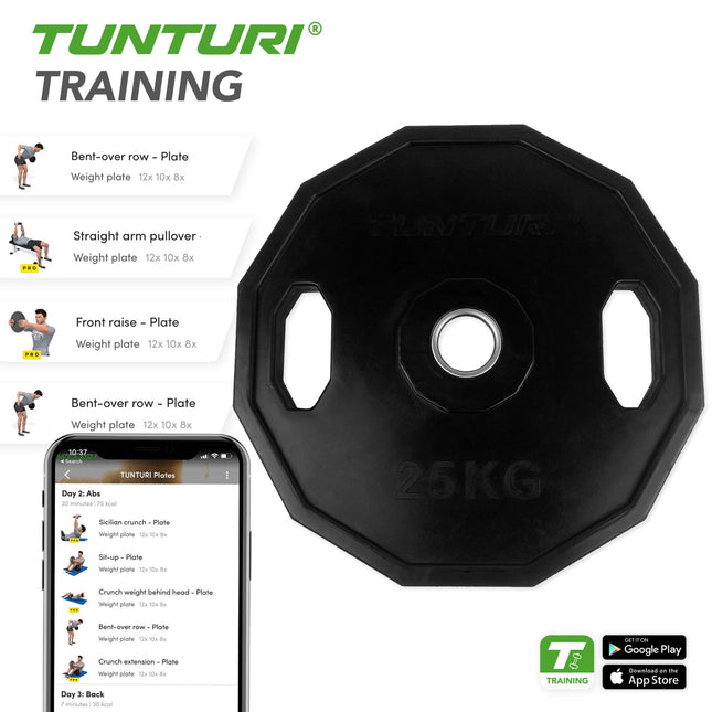 Painolevy TUNTURI Olympic Kumilevy, 50 mm, 25 kg