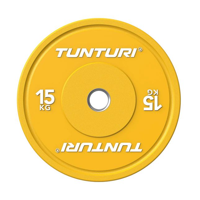 TUNTURI Platinum -puskurilevypaino, keltainen, 50 mm, 15 kg
