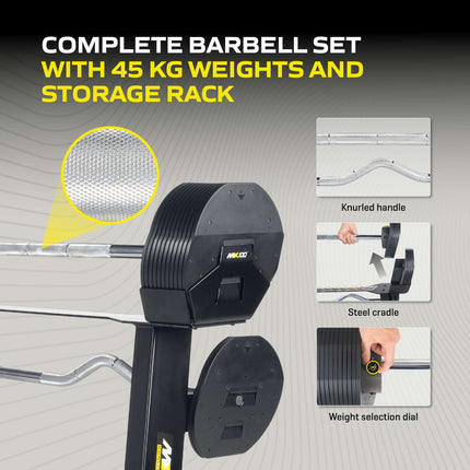 Säädettävä käsipaino TUNTURI MX100 Barbell 12,8 - 45,5 kg