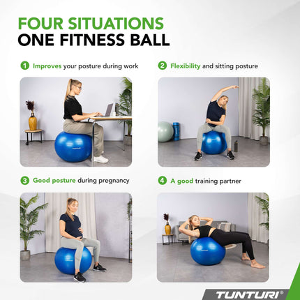 Voimistelupallo TUNTURI Gymball 75 cm, Anti-Burst, Sininen